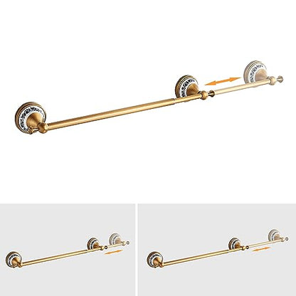 Antique Bronze Brass Towel Bar,Adjustable 15.5 to 27.5 Inch Bath Towel Bar Rack for Bathroom Towel Holder, Wall Mounted Bathroom Hardware Accessories,Porcelain Design - color: Single Towel Bar