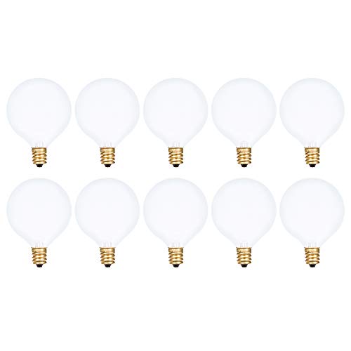 Simba Lighting Small Globe G16.5 40W E12 Frosted Glass 120V, 2700K, 10 Pack | Round Bulb, Candelabra Base, for Chandelier, Ceiling Fan Light, Decorative Vanity Lights, Wall Sconce, Warm White Dimmable