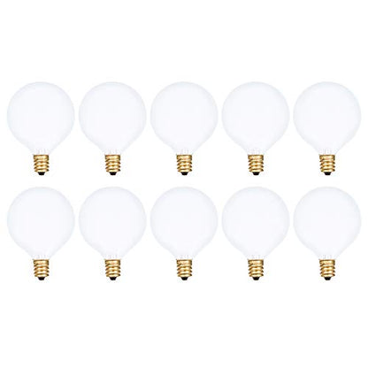 Simba Lighting Small Globe G16.5 40W E12 Frosted Glass 120V, 2700K, 10 Pack | Round Bulb, Candelabra Base, for Chandelier, Ceiling Fan Light, Decorative Vanity Lights, Wall Sconce, Warm White Dimmable
