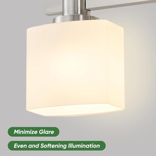 Bathroom Light Fixtures Over Mirror Bathroom Vanity Light Silver Modern Industrial Makeup Lighting Wall Sconce Farmhouse Rustic Milk Glass Lamp Desk Sink (Brushed Nickel, 23 Inch, 3 Light) - color: Brushed Nickel, size: 23 Inches