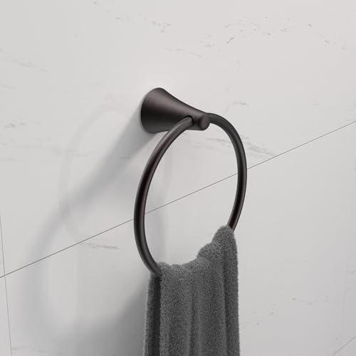 PIERCETON Collection, 5-Piece Bathroom Hardware Accessories Set, Towel Ring, Adjustable Expandable Towel Bar, Two Towel and Robe Hook, Toilet Paper Holder, Wall Mounted, Venetian Bronze - color: Venetian Bronze