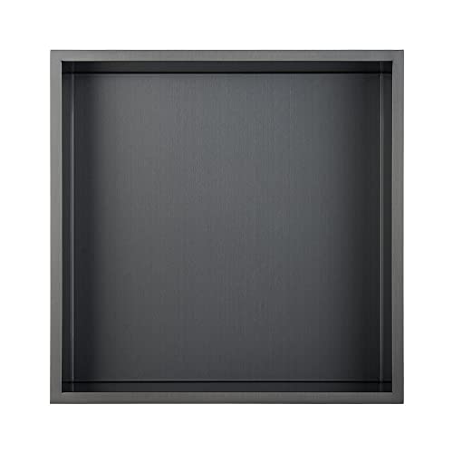 Shower Niche, 14"x14" No Tile Needed, The Insert Storage Square Shower Shelf is Easy to Install, Stainless Steel, Black grey - size: 14"x14"