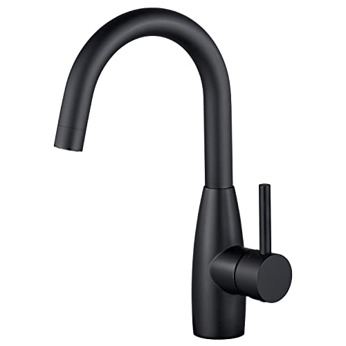 CREA Bar Sink Faucet, Sink Faucets Single Hole Black for Bathroom Kitchen Campers with Deck Plate Prep Wet Utility Small Mini Outdoor Vessel Farmhouse Vanity Lavatory - color: Black