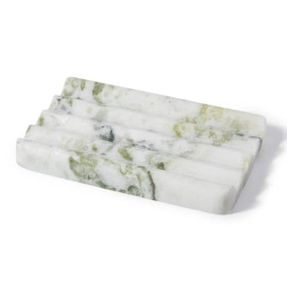 Karibiber Marble Soap Dish, Large Stone Bar Soap Holder Shower, Green Bathroom Soaps Saver, Easy Cleaning Natural Stone Sponge Holder for Kitchen Sink, Executive Jewelry Ring Tray - color: Light Green