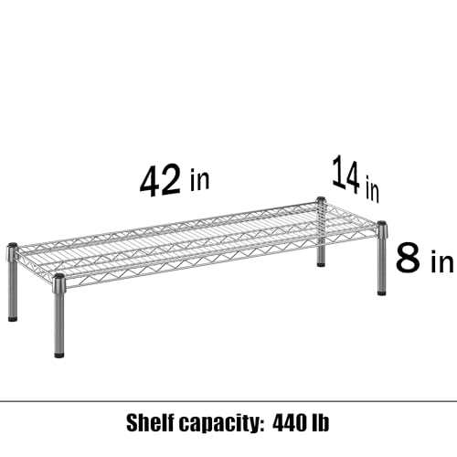 14" Deep x 42" Wide x 8" Height 1-Tier Wire Shelving Kit | NSF Commercial Storage Rack Unit - size: 14" Deep x 42" Wide
