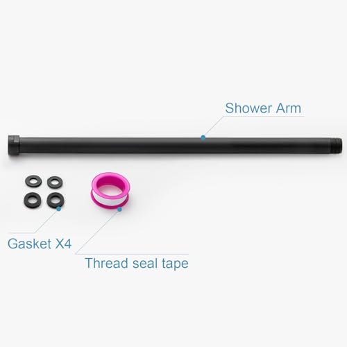 OFFO Shower Head Extension Arm, 16 in Shower Arm Extension Shower Head Extender Made of 305 Stainless Steel Shower Pipe Extension, Matte Black - color: Matte Black, style: 16 in