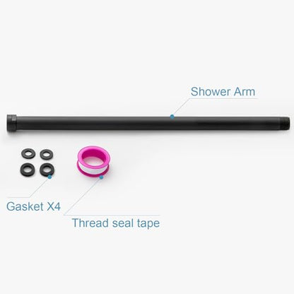 OFFO Shower Head Extension Arm, 16 in Shower Arm Extension Shower Head Extender Made of 305 Stainless Steel Shower Pipe Extension, Matte Black - color: Matte Black, style: 16 in
