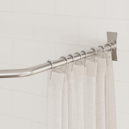 Naiture Neo-Angle Shower Curtain Rod,18-1/2" X 26" X 18-1/2",Brushed Nickel | 304 Stainless Steel, Includes 36" Ceiling Support and Mounting Hardware, Cut to Fit, Permanent Wall Mount, Rustproof - color: Brushed Nickel, size: 18-1/2" X 26" X 18-1/2"