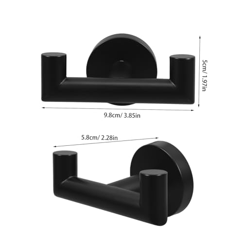 2pcs Stainless Steel Wall Towel Rack Black Over The Door Hanger Hook Bathroom Kitchen Accessory
