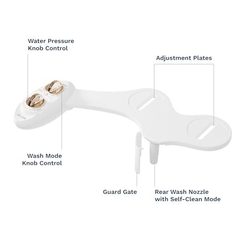 LUXE Bidet NEO 120 - Bidet Attachment for Toilet Seat, Gold | Non-Electric, Single Nozzle, Self-Cleaning, Adjustable Water Pressure, Rear Wash - color: Gold
