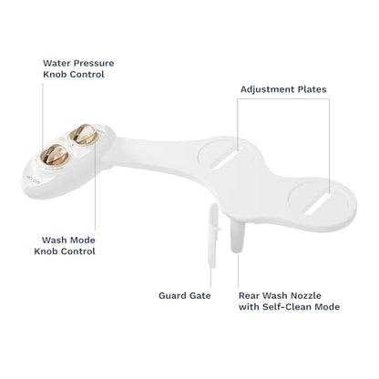 LUXE Bidet NEO 120 - Bidet Attachment for Toilet Seat, Gold | Non-Electric, Single Nozzle, Self-Cleaning, Adjustable Water Pressure, Rear Wash - color: Gold