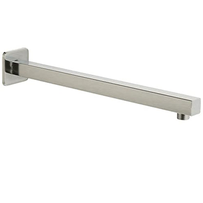 Voolan 16" Square Shower Arm with Flange and Teflon Tape, Extension Shower Head Arm for Bathroom Fixed Shower Head, Solid Stainless Steel, Wall Mounted (Brushed Nickel) - color: Brushed Nickel, style: 16 Inch