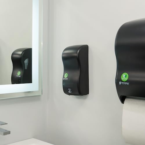 San Jamar Ecologic Rely Recycled Plastic Manual Liquid Soap Dispenser, Liquid Dispenser, Wall Mounted Dispenser with Zero Waste for Home and Business, 900 Ml, Black