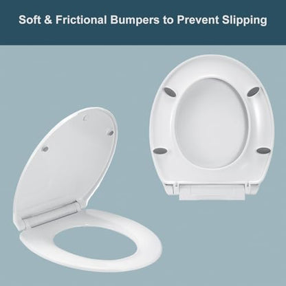 Round Slow Close Toilet Seat, Slip-Resistant, Quick Releasing for Cleaning, Easy to Install, Never Loosen, White - style: Round