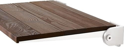 Seachrome 18 inch Silhouette Slimline Folding Wall Mount Shower Bench Seat, Natural Ash Wood Thermacor Seat with Matte Black Frame - color: Walnut Ash Wood With Matte Black Frame