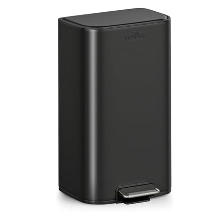mVm 8 Gal Kitchen Trash Can, Step Trash Can with Lid, Smooth Edge Garbage Bin for Home Office (Black) - color: Black, size: 8Gal