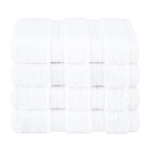 American Soft Linen 100% Cotton Luxury Turkish Towels, 4 PC Washcloth Set | Soft Absorbent Quick Dry OEKO Tex Standard 100 Certificated Durable Machine Washable Premium Hotel Quality - color: Bright White, size: 13"x13"
