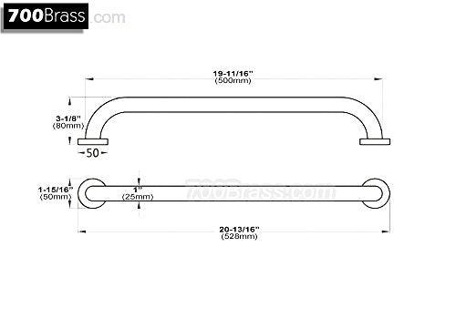 20-Inch Grab Bar Featuring Anti-Slip Handrail, Solid Brass, Oil Rubbed Bronze, Heavy-Duty Construction Armrest, Bathroom Bathtube Shower Safety Rail - color: Xn, size: 20 Inch (Pack of 1)