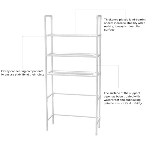 3-Tier Over The Toilet Storage, Space Saver Stainless Steel Bathroom Shelves, Freestanding Above Over Toilet Storage Shelf for Bathroom - color: White
