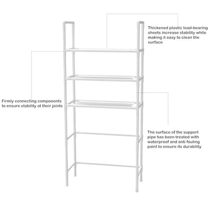 3-Tier Over The Toilet Storage, Space Saver Stainless Steel Bathroom Shelves, Freestanding Above Over Toilet Storage Shelf for Bathroom - color: White