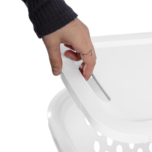 Sterilite Slim Laundry Hamper with Lid, Tall Plastic Hamper for Collecting Dirty Clothes or Sorting Clean Clothes, White, 4-Pack
