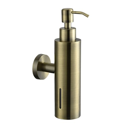 Wall Mounted Soap Dispenser, 280ML Refillable Stainless Steel Hand Soap Pump for Bathroom & Kitchen, Durable Brushed Finish Shower Soap Holder (Antique Bronze) - color: Antique Bronze