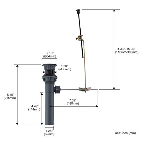 WOWOW Bathroom Drain Assembly Stopper with Lift Rod for Bathroom Faucet Vanity Sink Pop-Up Drain Stopper Assembly with Lift Rod and Overflow,Black - color: Matte Black, style: Style B: lift rod drain