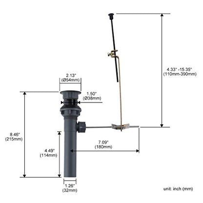 WOWOW Bathroom Drain Assembly Stopper with Lift Rod for Bathroom Faucet Vanity Sink Pop-Up Drain Stopper Assembly with Lift Rod and Overflow,Black - color: Matte Black, style: Style B: lift rod drain