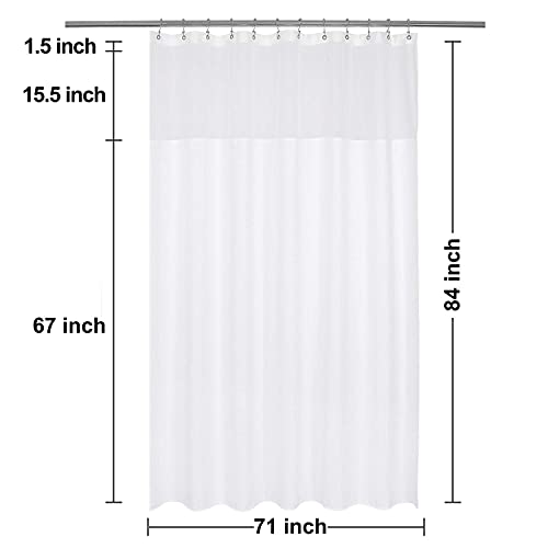 N&Y HOME Extra Long Waffle Shower Curtain with Snap-in Liner White, 71x84 | 12 Hooks & Snap on Fabric Liner, Washable, Mesh Window, Hotel Style, 84 inches Length Shower Curtain Set for Bathroom - color: White, size: 71"W x 84"L (Pack of 1)