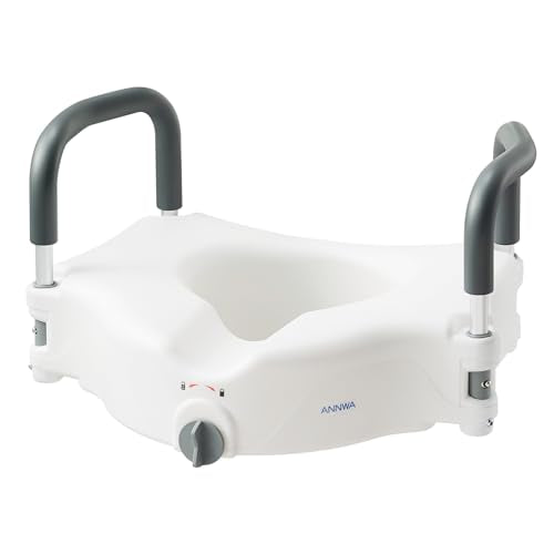 5" Toilet Seat Riser Supports 300lbs Raised Toilet Seat with Removable Padded Arms for Seniors, Pregnant, Handicap(N1FYT14-AZ)