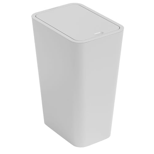12L Covered Bathroom Trash Can,Office Trash Cans for Near Desk,Slim Bedroom Cute Small Trash Can,3.17 Gallon Plastic Pet/Dog Proof Bathroom Garbage Can,Thin Waste Basket for Room,Kitchen Trashcan,Gray - color: Gray, size: 12L - 1 PACK