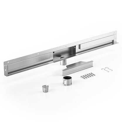 Linear Wall Drain 42’’, CUPC Certified | 304 Stainless Steel Side Drain w/ Tiled Grate & Hair Strainer, Brushed Tiled Shower Drain for Bathroom - size: 42"