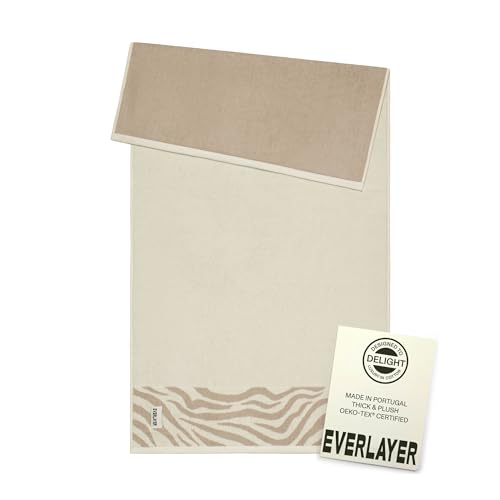 Everlayer Luxury Bath Towel, 1 Piece, 28 x 55 Inch, Made in Portugal | 500 GSM, 100% Combed Cotton, Utra-Soft & Plush, Reversible Design, Oeko-Tex Certified, Incl 1 Piece Bath Towel , Sand Border - color: Sand Border, size: Bath Towel, style: 1 Pc
