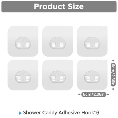 6 Pack Shower Caddy Adhesive Replacement, Bathroom Adhesive Hooks | No Drilling, Waterproof, Strong Transparent Hook for Shower Caddy Shelves and Kitchen Racks (Single*6pcs) - color: 6 Single