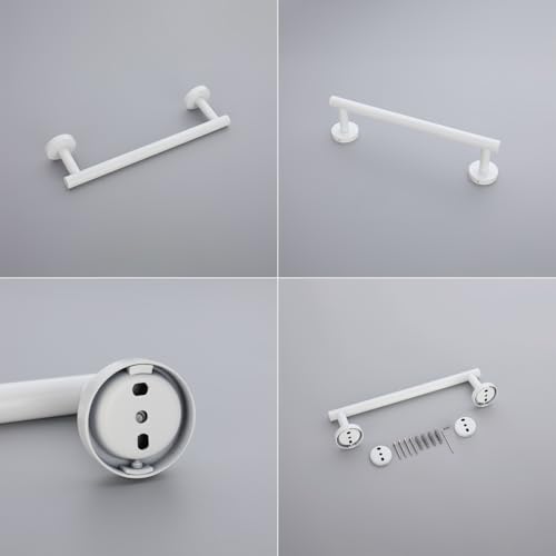 GERZWY 12-Inch Bathroom Towel Bar SUS 304 Stainless Steel Bath Towel Bar Modern Round Style Wall Mount, White - color: White, size: 12 Inch (Pack of 1)