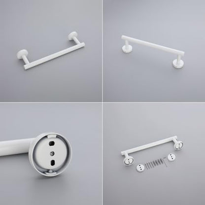 GERZWY 12-Inch Bathroom Towel Bar SUS 304 Stainless Steel Bath Towel Bar Modern Round Style Wall Mount, White - color: White, size: 12 Inch (Pack of 1)