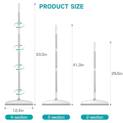 NACENA Silicone Floor Squeegee, 54-in Adjustable Long Handle Multifunction Silicone Broom, Sweep and Scrape 2 in 1 Household Cleaning Broom for Floor, Deck, Bathroom, Kitchen, Pet Hair, Glass, White - color: White