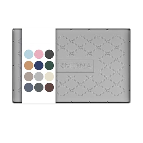 URMONA 19" x 12" Waterproof Silicone Mat in Multiple Sizes & Colors, Under Sink Mat for Kitchen & Bathroom, Pet Food Pad for Dogs & Cats, Kitchen Cabinet Liner, Multi-Purpose for Storage(Light Grey) - color: Light Grey, size: 12"W x 19"L