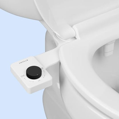 TUSHY Fresh Dual Nozzle Cool Water Bidet, Matte Black Knob | Ultra Slim Toilet Seat Attachment, Non-Electric, 180° Front and Rear Wash, Self-Cleaning, 10 Minute DIY Install - color: Matte Black Knob, style: Dual Nozzle