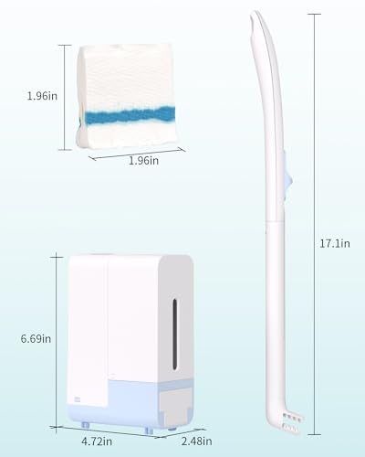 AIR U+ Disposable Toilet Brush Wand for Scrubbing Bubbles Flushable Refills | 24 Count Flushable Refills, Wall Mount Toilet Cleaning System with 1 Toilet Wand + 1 Automatic Visual Caddy - color: 1 Caddy+ 1 Wand+ 24 Refills