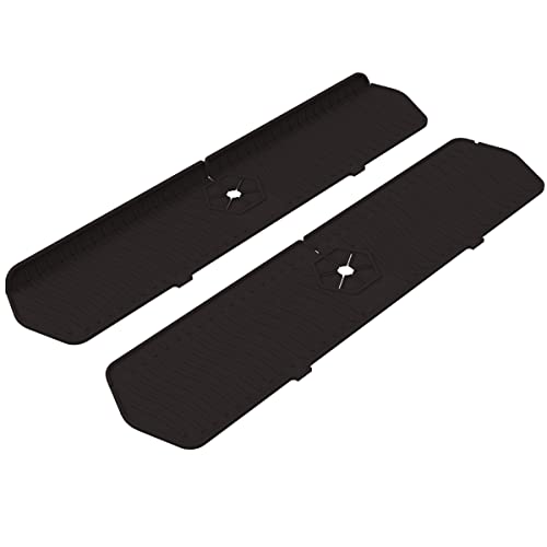 2 Pack Kitchen Faucet Sink Splash Guard, 24" x 5.6'' Upgrade Silicone Faucet Water Catcher Mat, Sink Draining Pad Behind Faucet, Rubber Drying Mat for Countertop, Bathroom, Farmhouse, RV (Black) - color: Black, size: 2 Pack