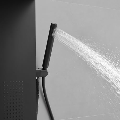 BWE 3 IN 1 Shower Panel Tower System Stainless Steel | Shower Panel Rainfall Shower Head with Handheld Shower and Massage Body Jets Wall Mount Shower System,Matte Black - color: Matte Black