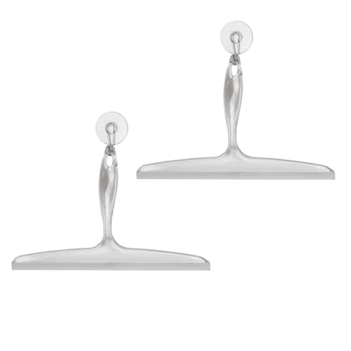 iDesign Bathroom Plastic Shower Squeegee, Clear, Set of 2 | Wall Hook Included - color: Clear, style: Pack of 2