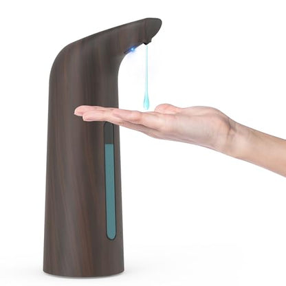 Automatic Soap Dispenser, 13oz/400ml for Bathroom & Kitchen | 4-Level Adjustable Touchless Hand Soap Dispenser ,Battery Operated Electric Dispenser, Plastic Material Soap Holder - color: Deep Grain