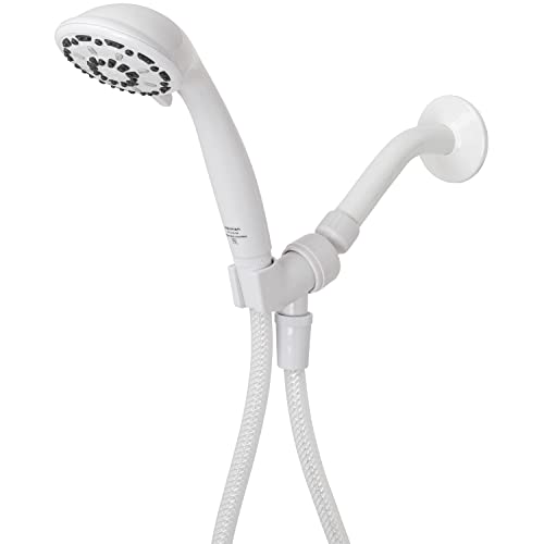 Aqua Vista 3-Spray Handheld Shower Head, White, WaterSense Certified | 60 in. No-Kink Hose, Rub-Clean Nozzles, 2X Water Coverage, Reduces Water Use Up to 20%, Limited Warranty, Spa Shower Head