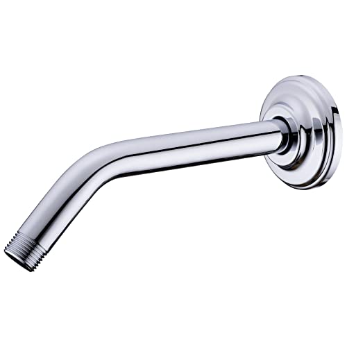 9 Inch Chrome Shower Arm and Flange Stainless Steel Angled Pipe | Wall Mounted Head Extension with Polished Finish, Gooseneck Curved Shower Neck - color: Chrome, style: 9 inch