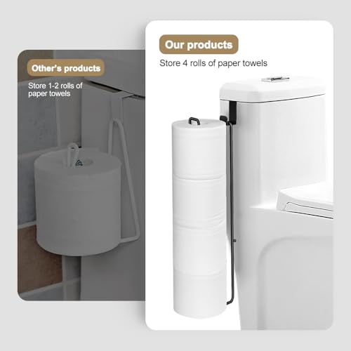 Black Over The Tank Toilet Paper Holder for 4 Roll Tissue Wall Mount 2pcs | Bathroom Toilet Paper Roll Storage Holder Brushed Nickel Metal Hanging Toilet Paper Holder Dispenser Organizer - color: K:hold 4 Rolls Tissue(2pcs,black)