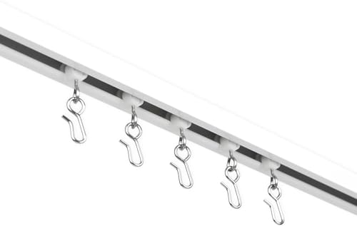 Curtain Track - Ceiling Mounted Curtain Rail for Curtains, Drapes, and Room Dividers - USA Made - Medium (16 Feet), Pure White - color: Pure White, size: Medium (16 Feet)