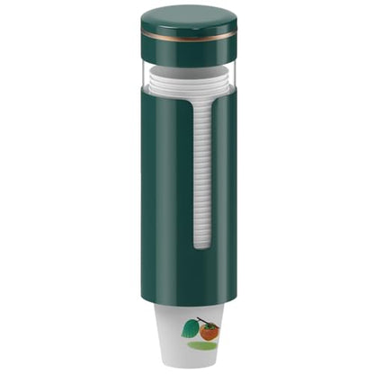 Wall Mounted Cup Dispenser for 5oz-8oz Disposable Cups - Pull Type Water Cooler Cup Holder with T-Shaped Window & Iron Clips, Dustproof Design for Family Bathroom, Office, Gym, Clinic (Green)