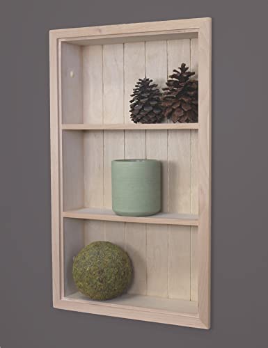 14x24 Sloane Recessed Wall Niche Medicine Cabinet Replacement, In the Wall Bathroom Cabinet Insert Shelf/Shelves, Made in North America, REAL WOOD, NO MDF, Unfinished Beadboard Back - color: Unfinished, size: 14x24